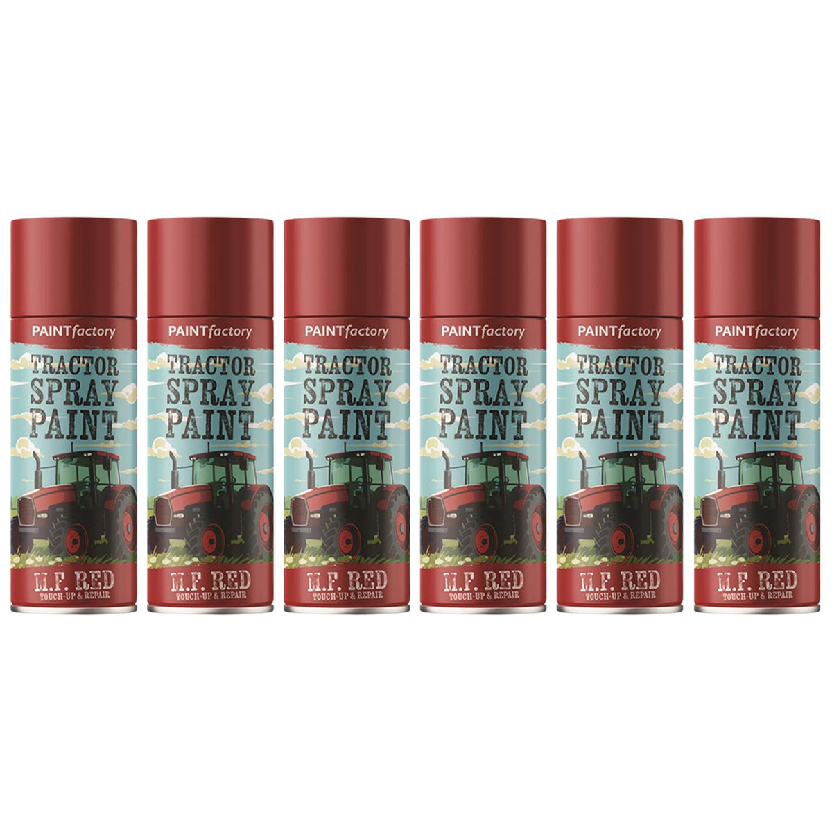 6X - Tractor Spray Paint Massey Ferguson Red 400ml Spray Paint