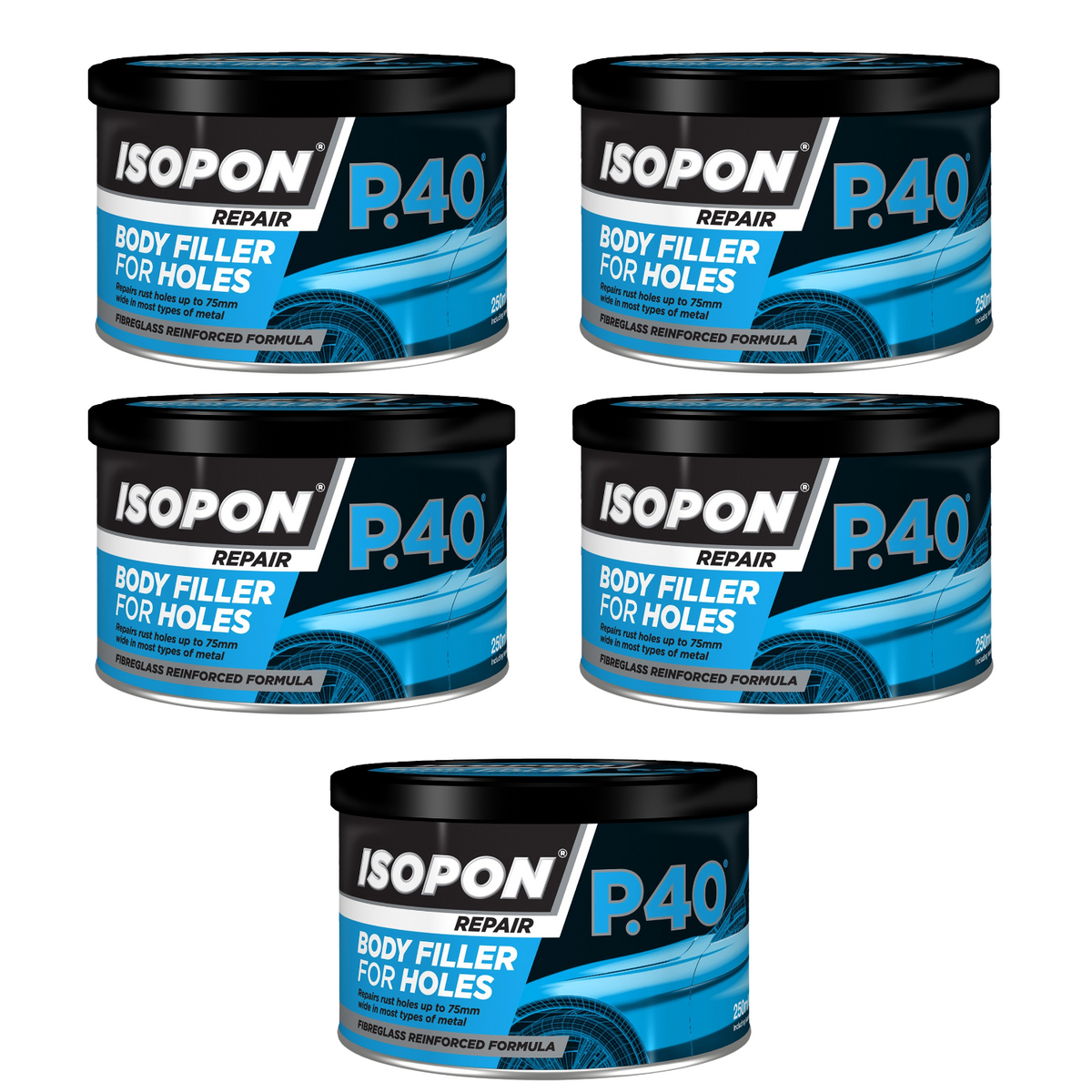 5X Isopon P40 Body Filler 250ml