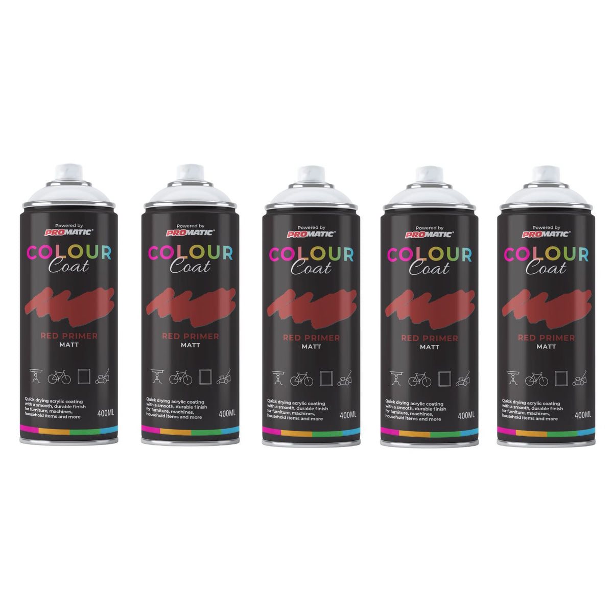 5X Red Primer Matt Spray Paint 400ml