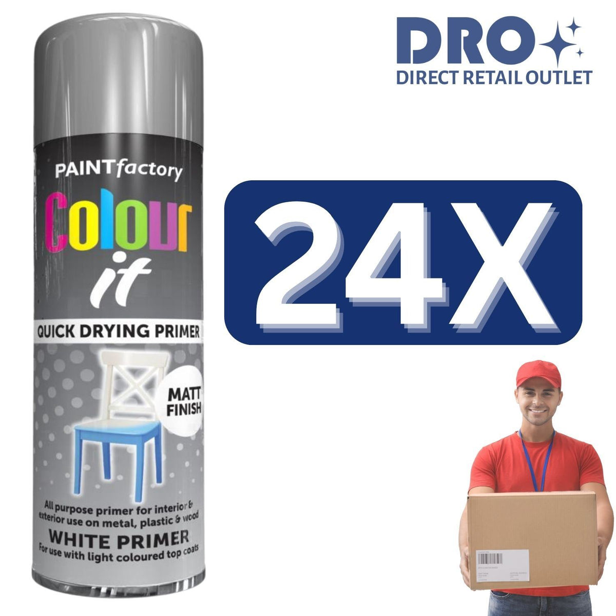 24X - Paint Factory Auto White Primer Spray 250ml