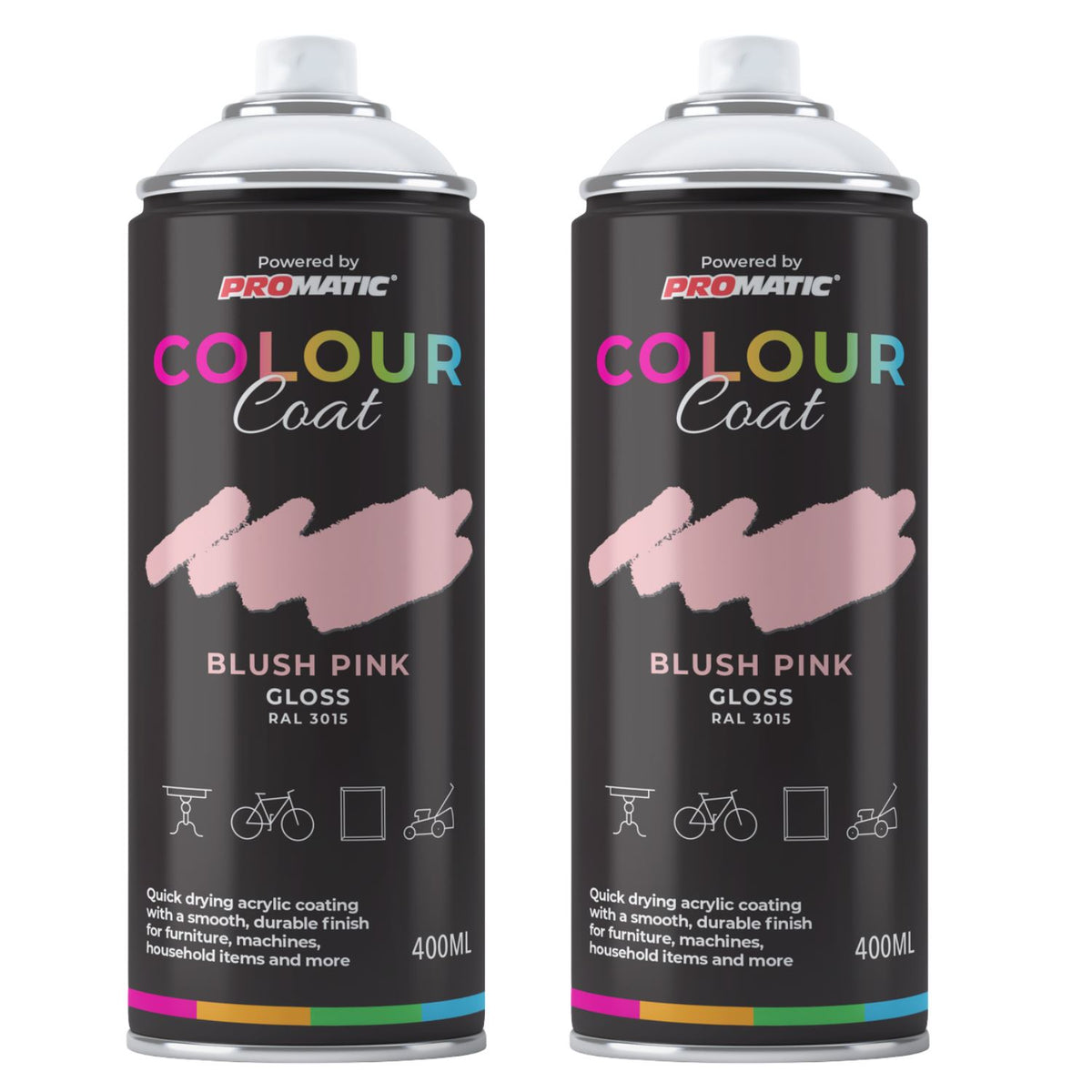 2X Blush Pink RAL 3015 Gloss Spray Paint 400ml