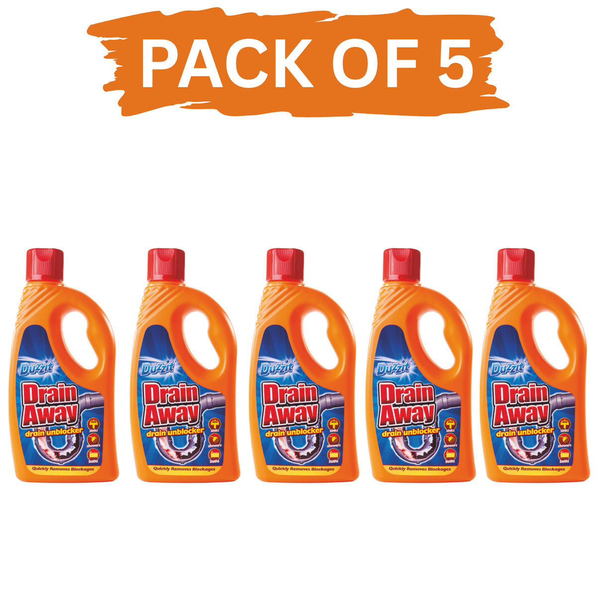 5X Drain Unblocker Liquid 400ml Kitchen Sink Bathroom Indoor Outdoor Drain Away