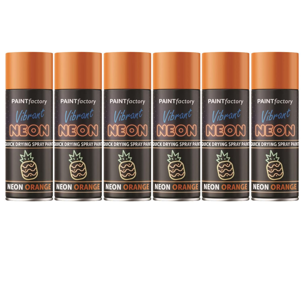 6X Paint Factory Fluorescent Neon Orange Spray Paint 200ml