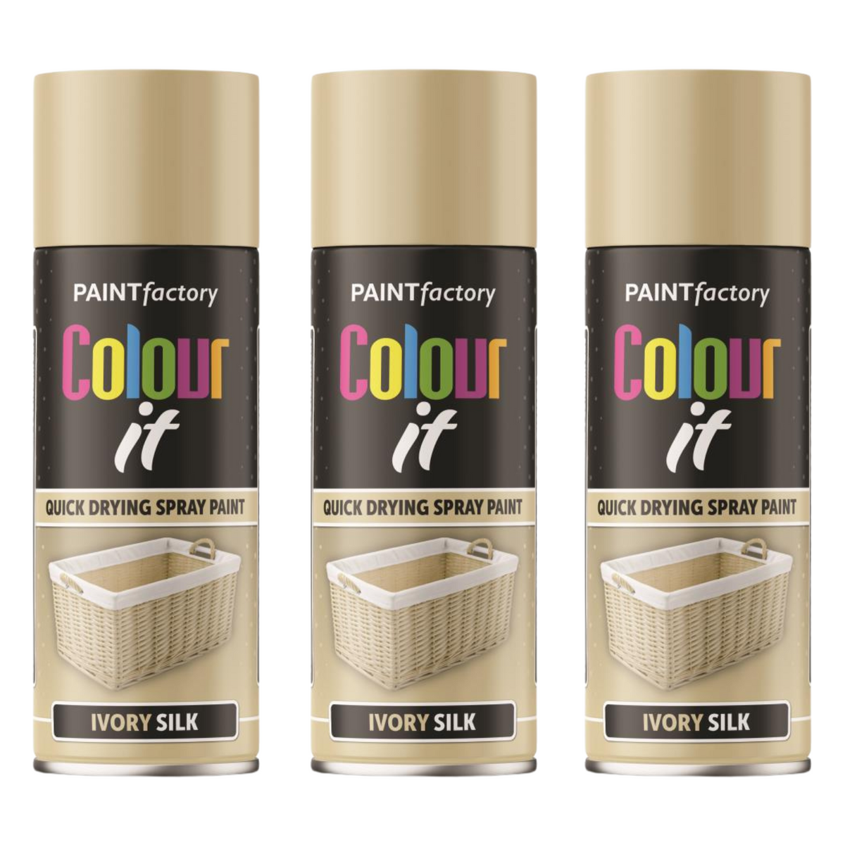 3X Paint Factory Ivory Silk Gloss Spray Paint 400ml