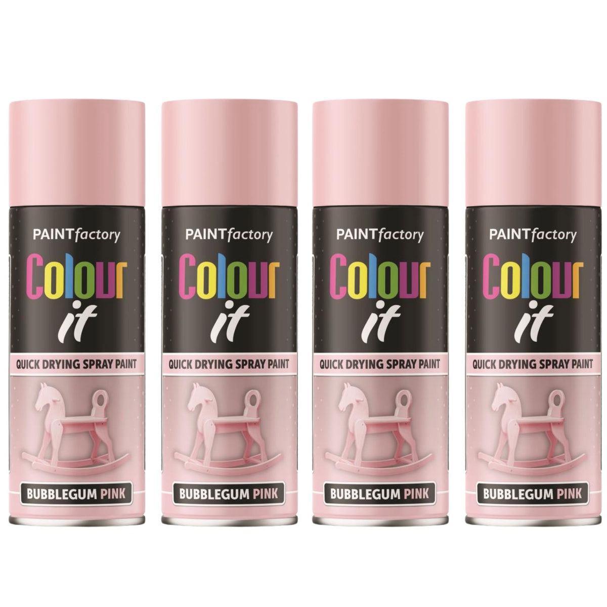 4X Paint Factory Bubblegum Pink Gloss Spray Paint 400ml