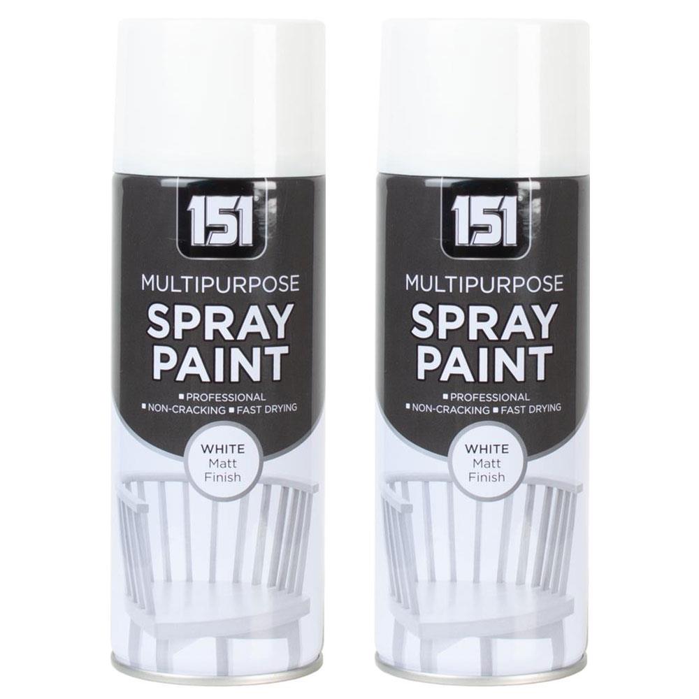 2X 151 White Matt Spray Paint 400ml Spray Paint