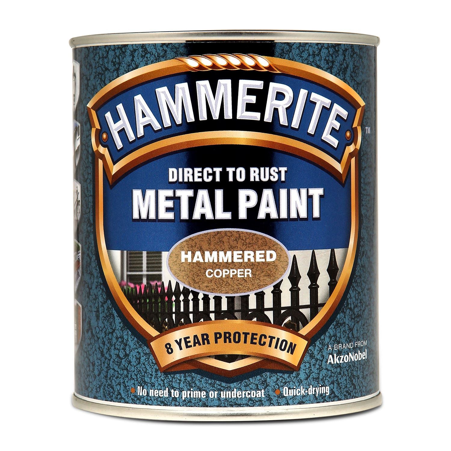 Hammerite Hammered Copper Paint 750ml With 1" Paint Brush