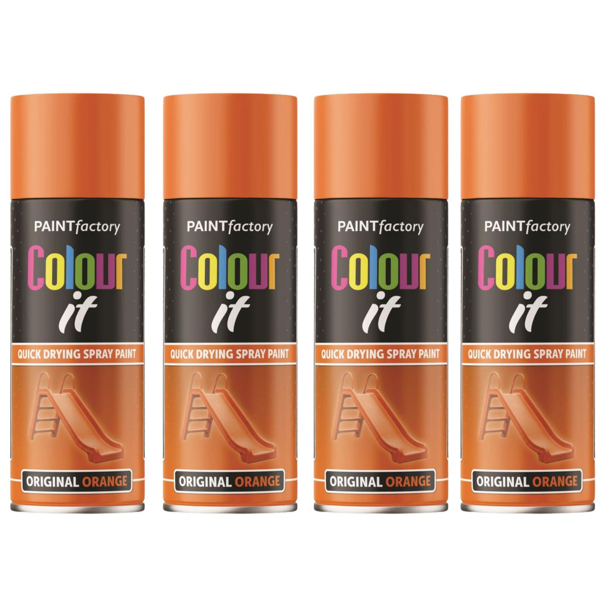 4X Paint Factory Original Orange Gloss Spray Paint 400ml