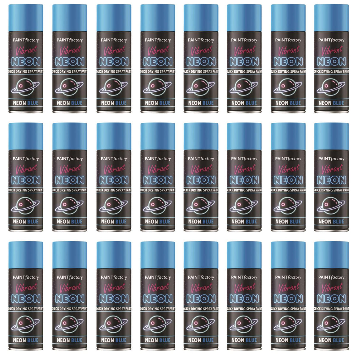 24X - Paint Factory Blue Fluorescent Neon Spray Paint 200ml