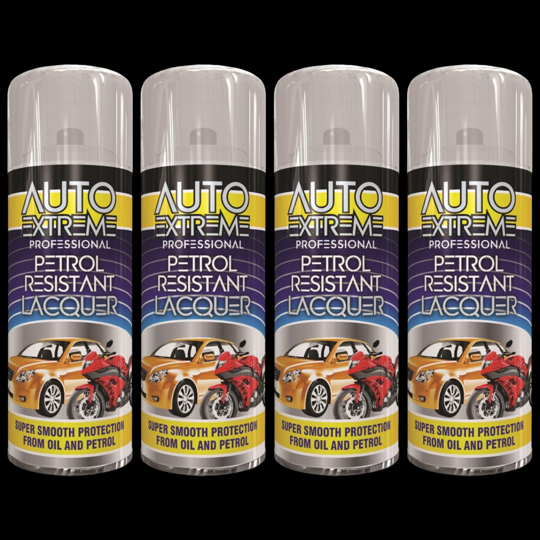 4X Auto Extreme Lacquer Petrol Resistant Spray 400ml Spray Paint