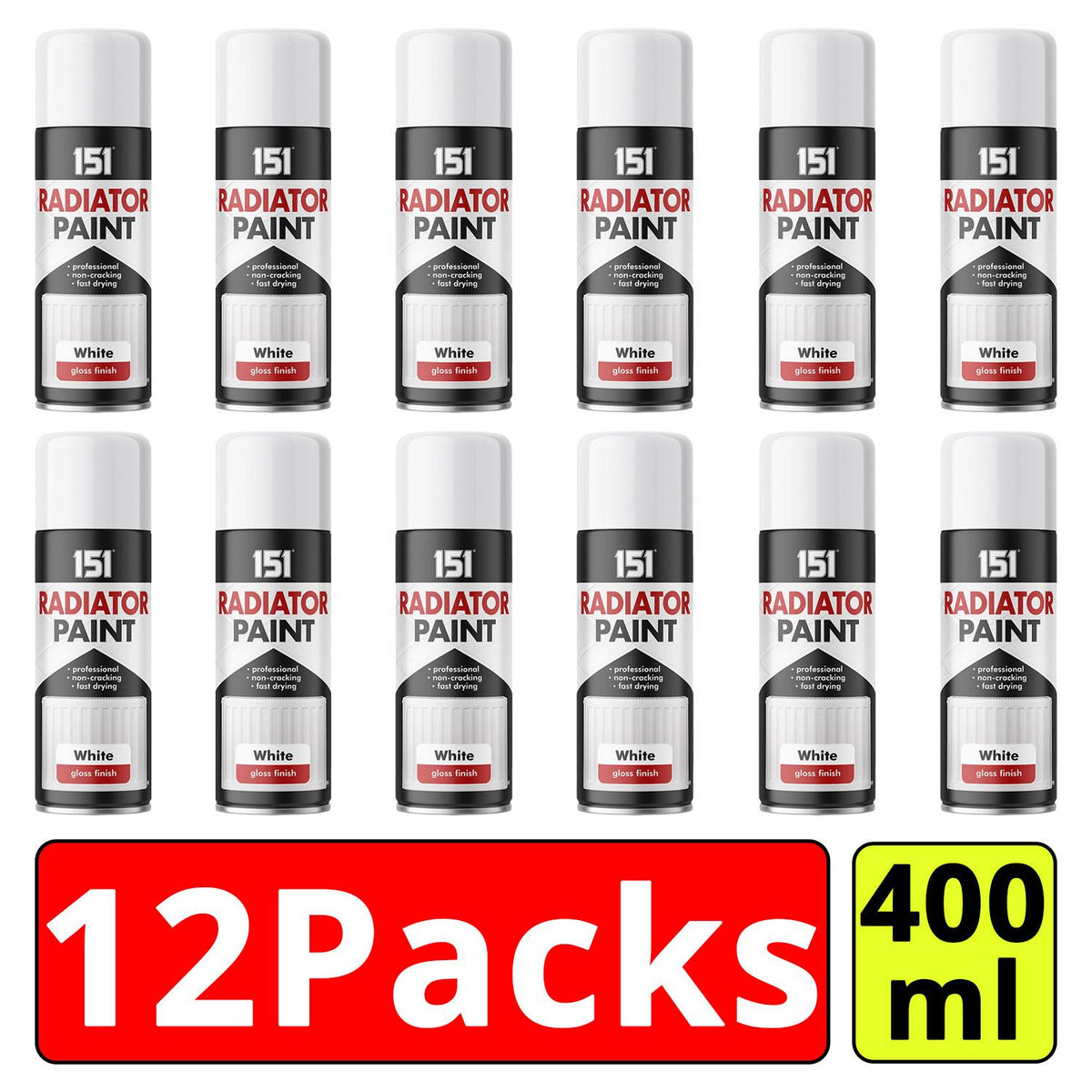 12X - White Radiator Spray Paint 400ml