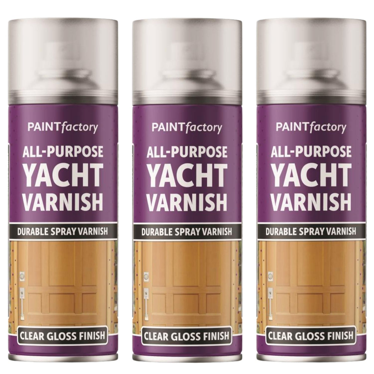 3X Paint Factory Clear Yacht Varnish Spray 400ml