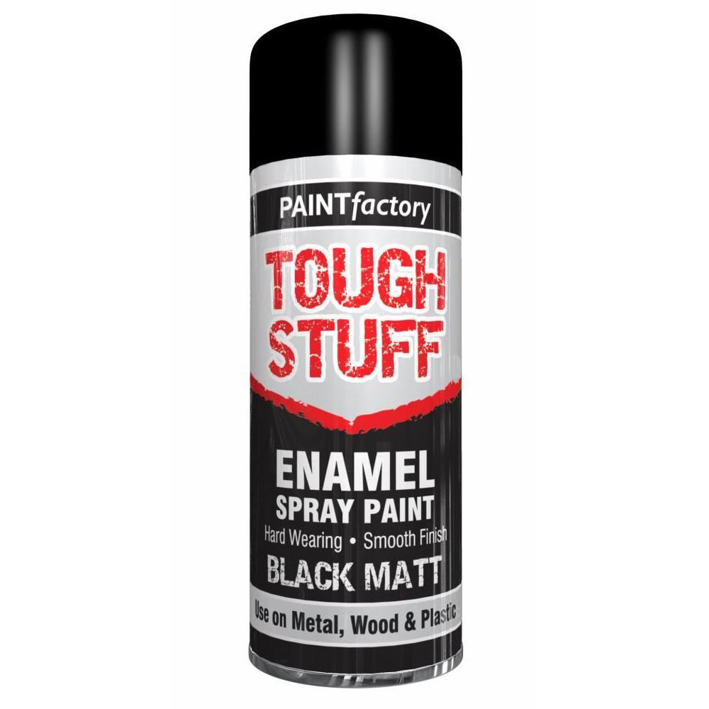 Paint Factory Tough Stuff Enamel Black Matt 400ml Spray Paint