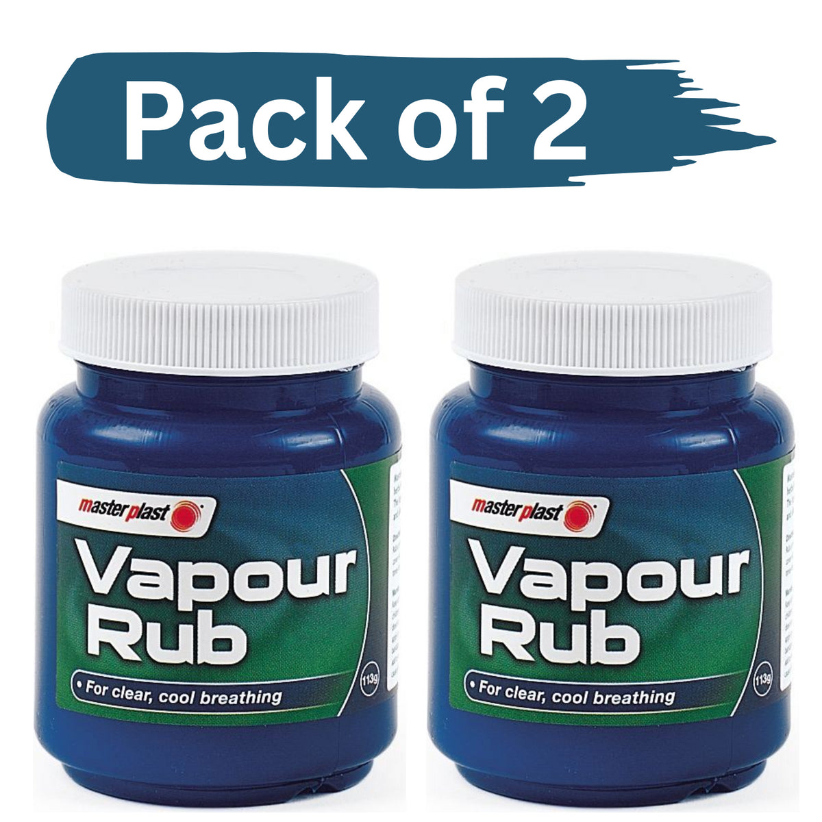 2X Masterplast Vapour Rub Congestion Relief Chest Rub Menthol Eucalyptus 100g