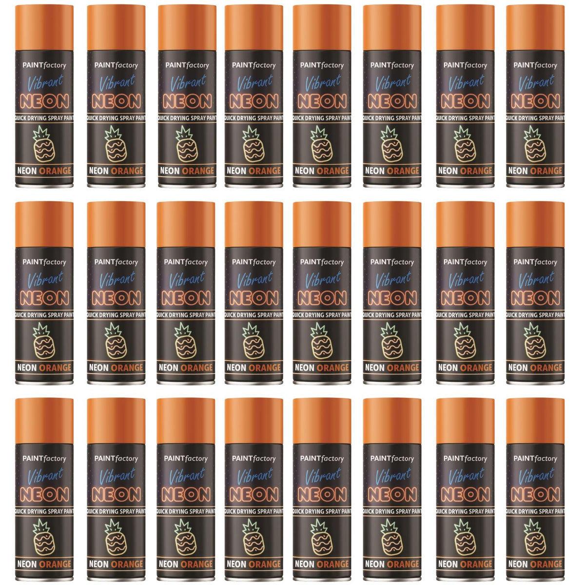 24X - Paint Factory Fluorescent Neon Orange Spray Paint 200ml