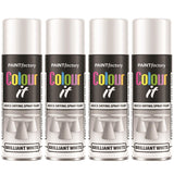 4X Paint Factory White Gloss Spray Paint 250ml