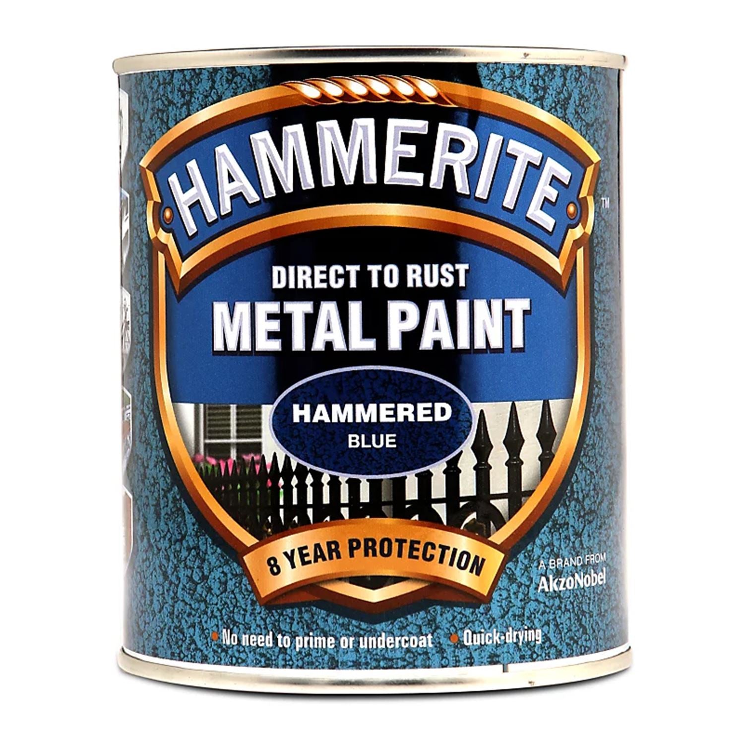 Hammerite Hammered Blue Paint 750ml With 1" Paint Brush