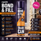 12X - Rapide Expanding Foam Pu Bond And Fill Spray 750ml