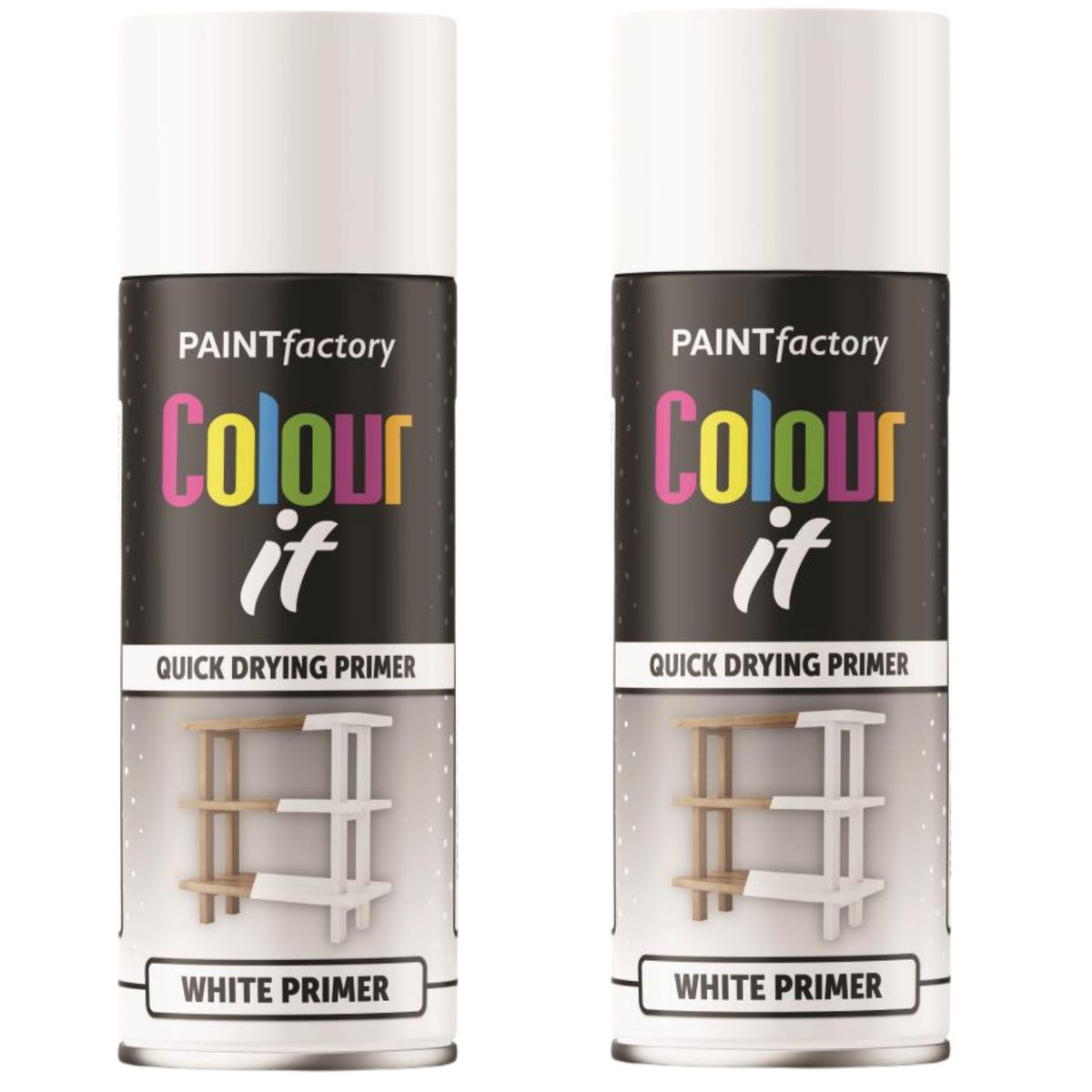 2X Paint Factory White Primer Spray Paint 400ml