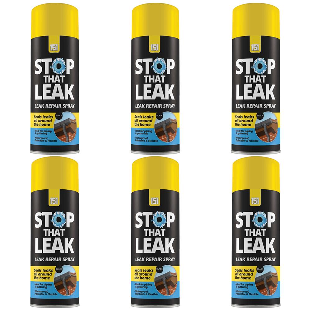 6X 151 Stop That Leak Black Spray 400ml Sealant