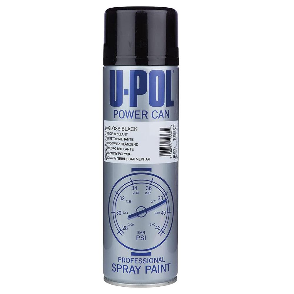 Upol Power Can Topcoat Gloss Black Aerosol Spray 500ml Spray Paint
