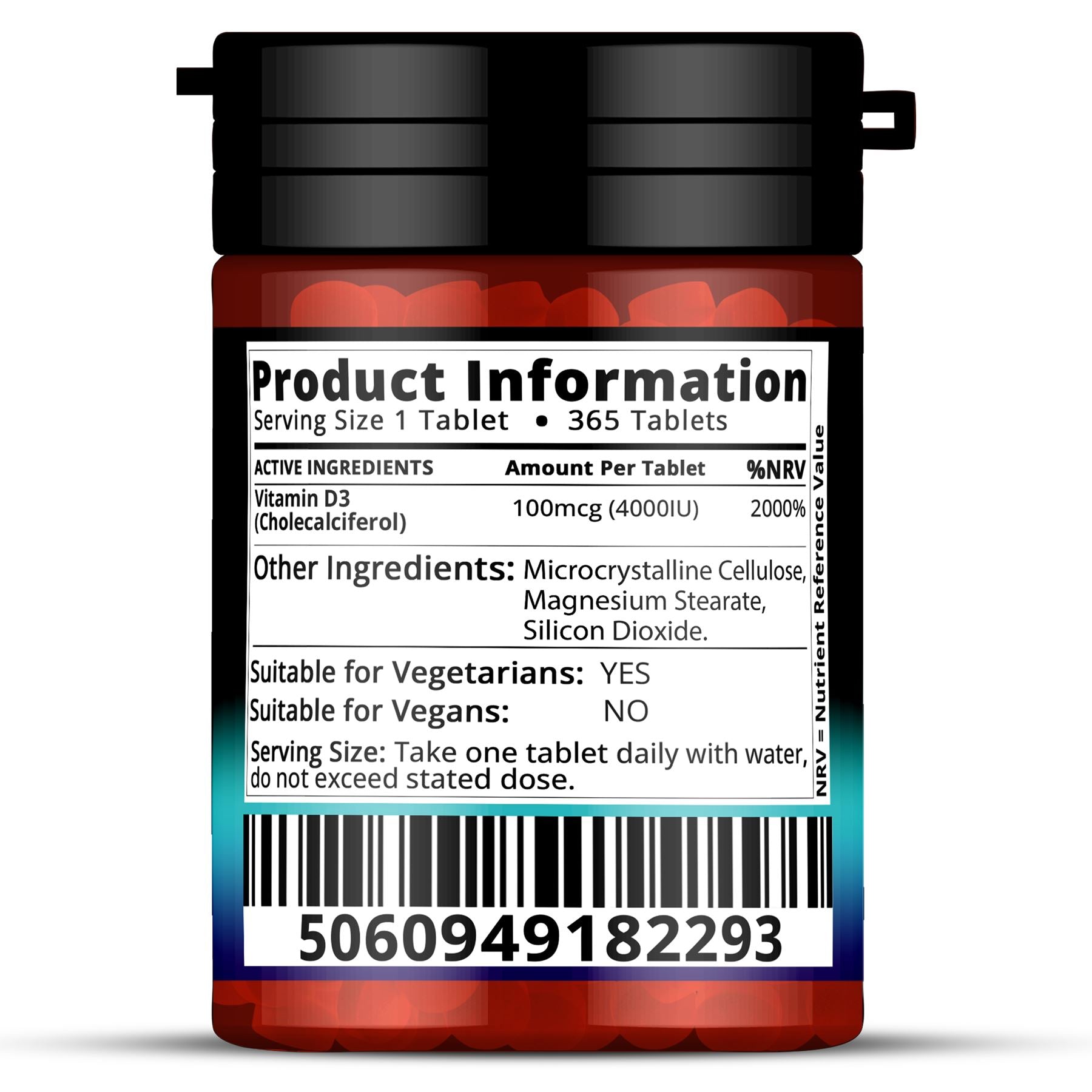 Vitamin D3 4000IU - 365 Tablets Vitamin D3