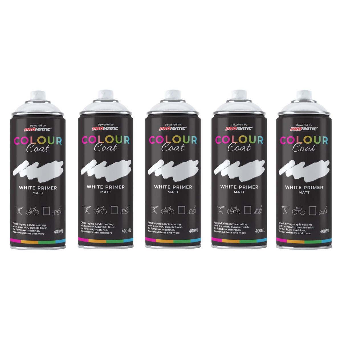 5X White Primer Matt Spray Paint 400ml