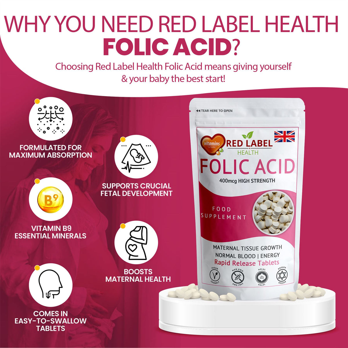 Folic Acid 400mcg - 120 Tablets Folic Acid