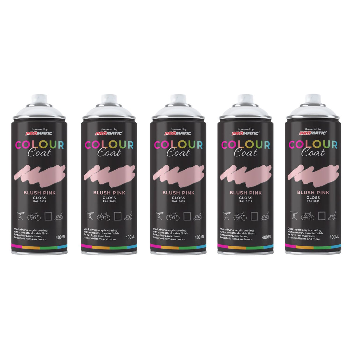 5X Blush Pink RAL 3015 Gloss Spray Paint 400ml
