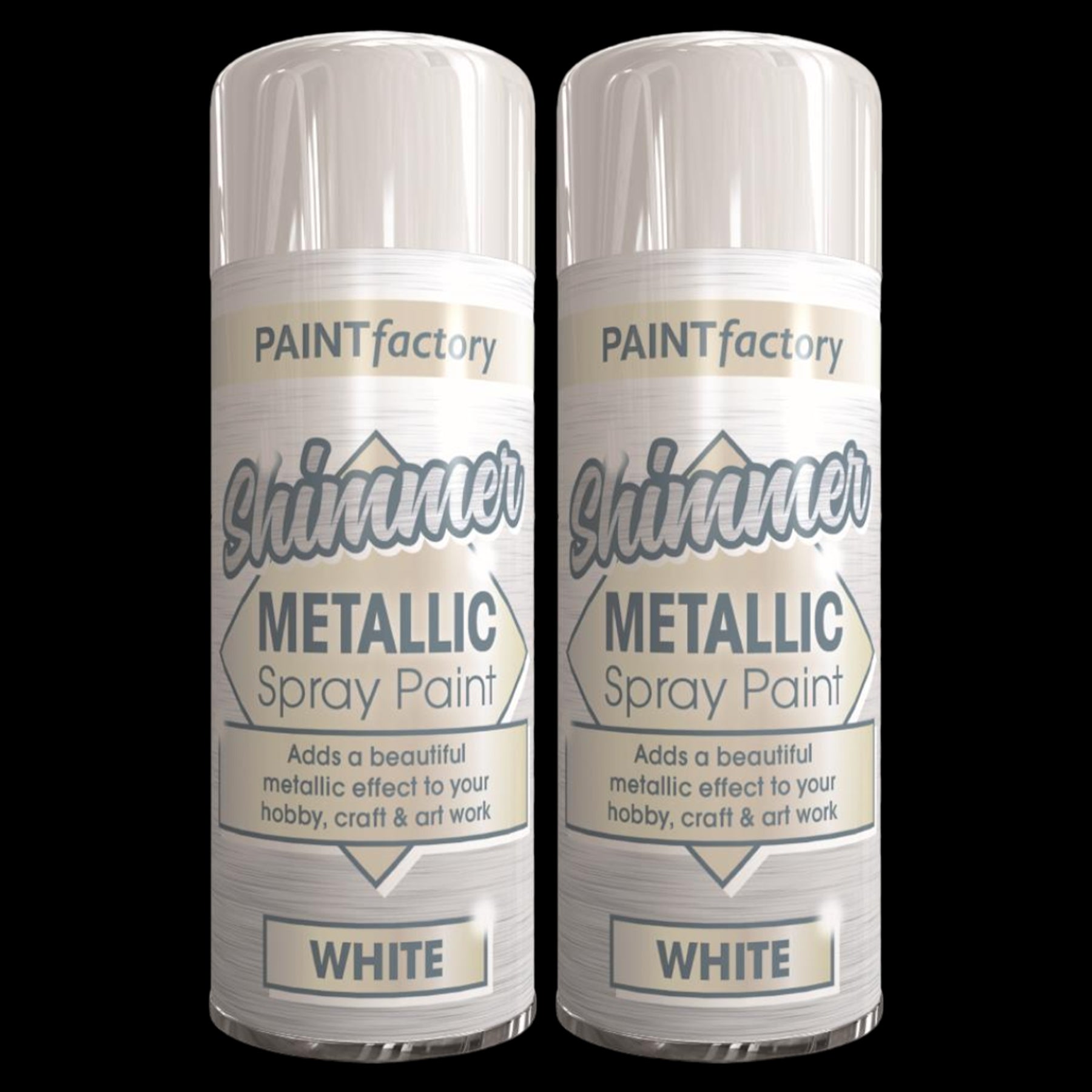 2X Paint Factory White Metallic Spray Paint 200ml Spray Paint