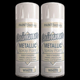 2X Paint Factory White Metallic Spray Paint 200ml Spray Paint