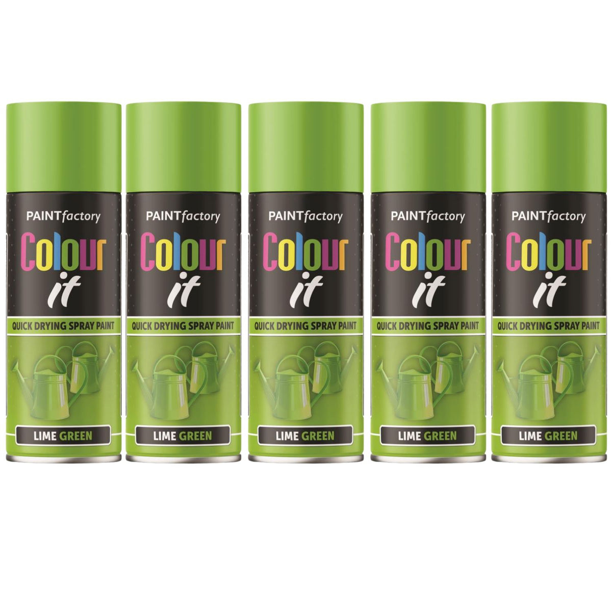 5X Paint Factory Lime Green Gloss Spray Paint 400ml