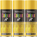 3X Paint Factory Sunshine Yellow Gloss Spray Paint 400ml