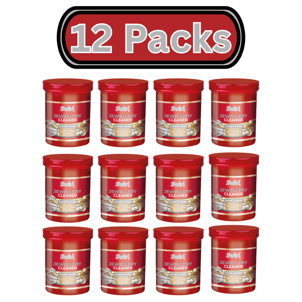 12X Swirl Liquid Jewellery Cleaner With Basket Cleans & Shines 145ml
