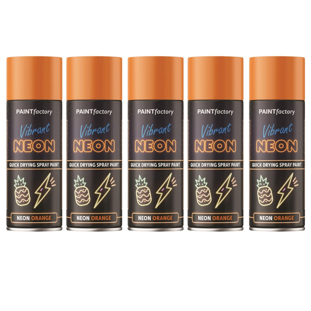 5X Paint Factory Neon Orange Spray Paint 400ml