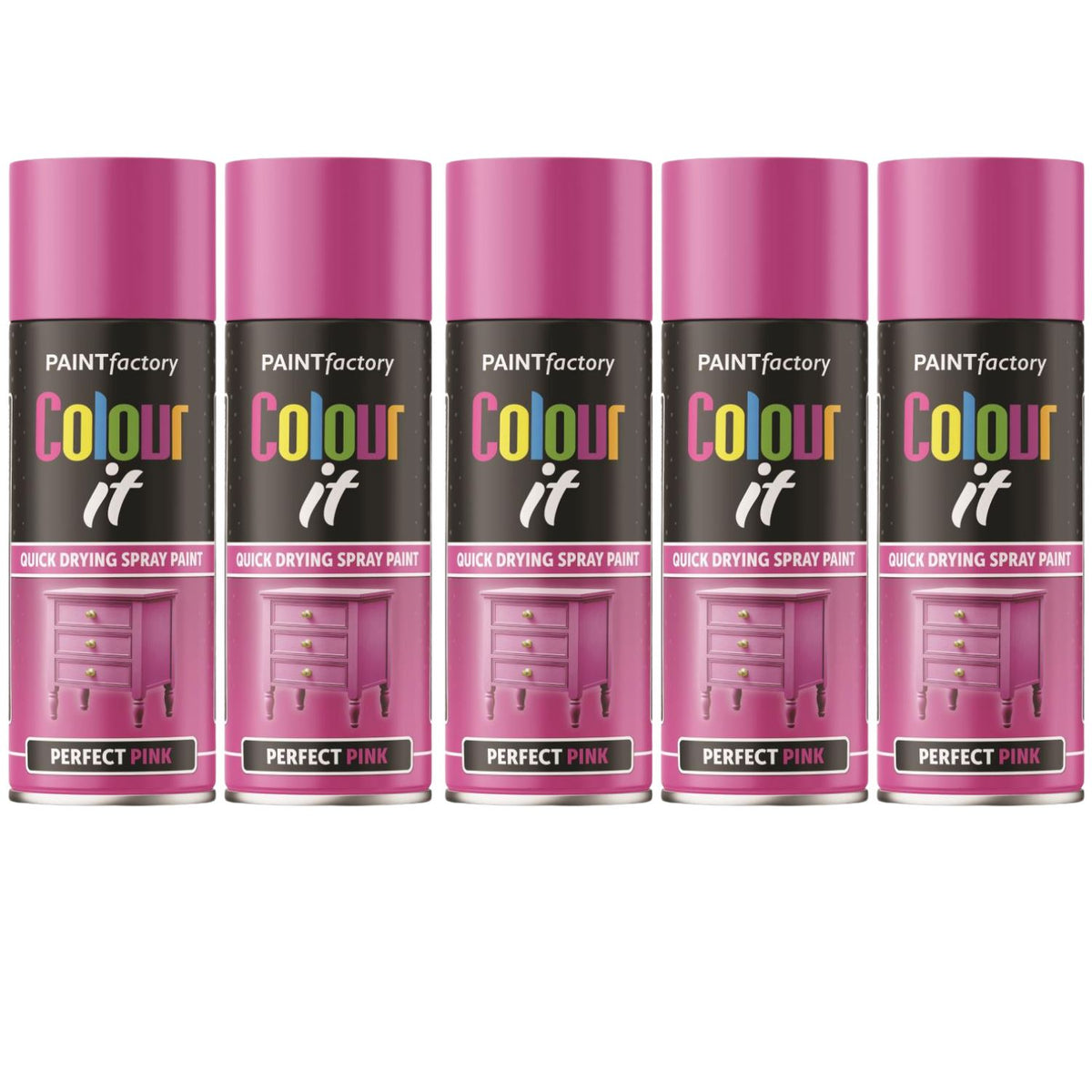 5X Paint Factory Perfect Pink Gloss Spray Paint 400ml