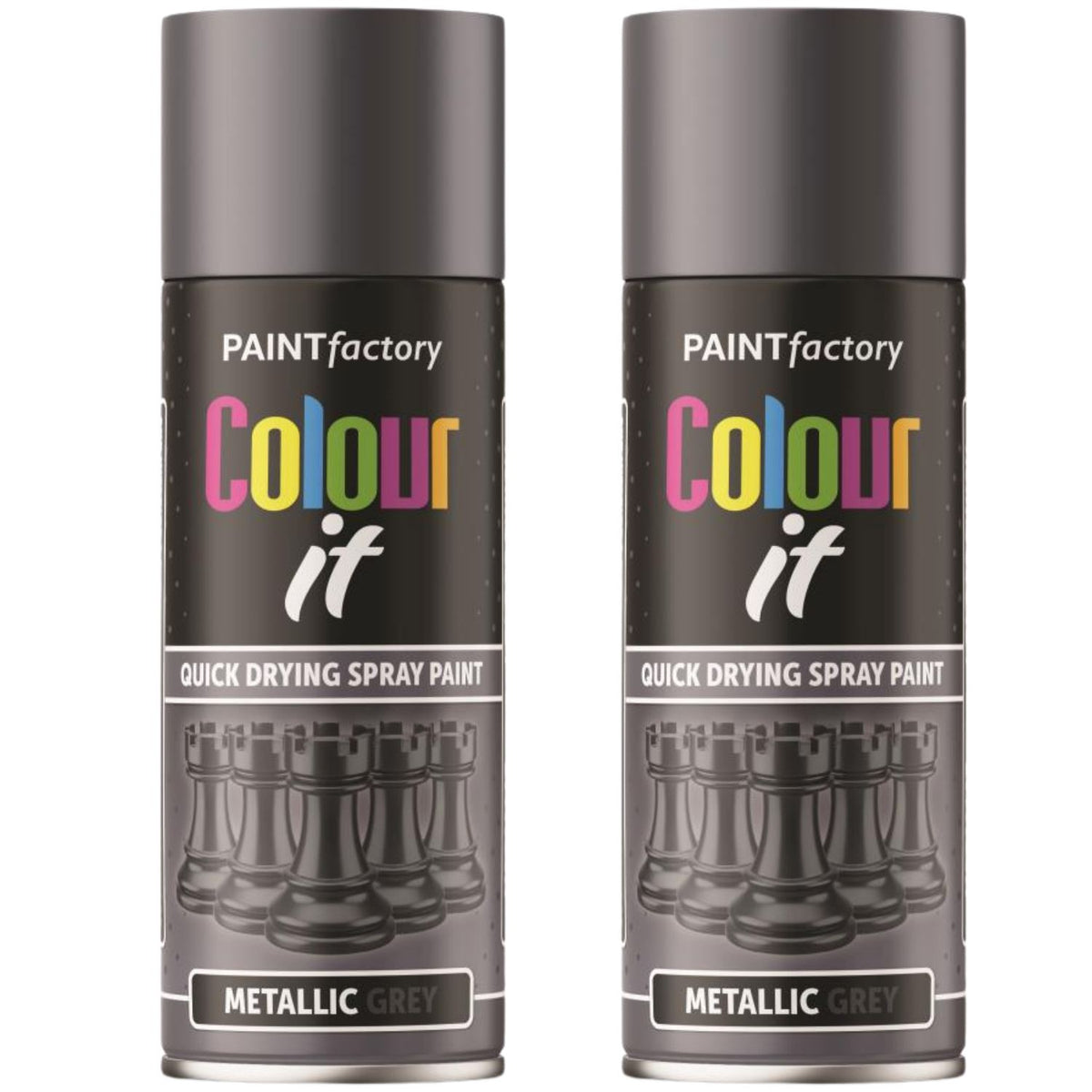 2X Paint Factory Paintgun Grey Metallic Spray Paint 400ml