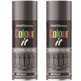2X Paint Factory Paintgun Grey Metallic Spray Paint 400ml