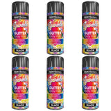 6X Paint Factory Black Glitter Spray Paint 200ml
