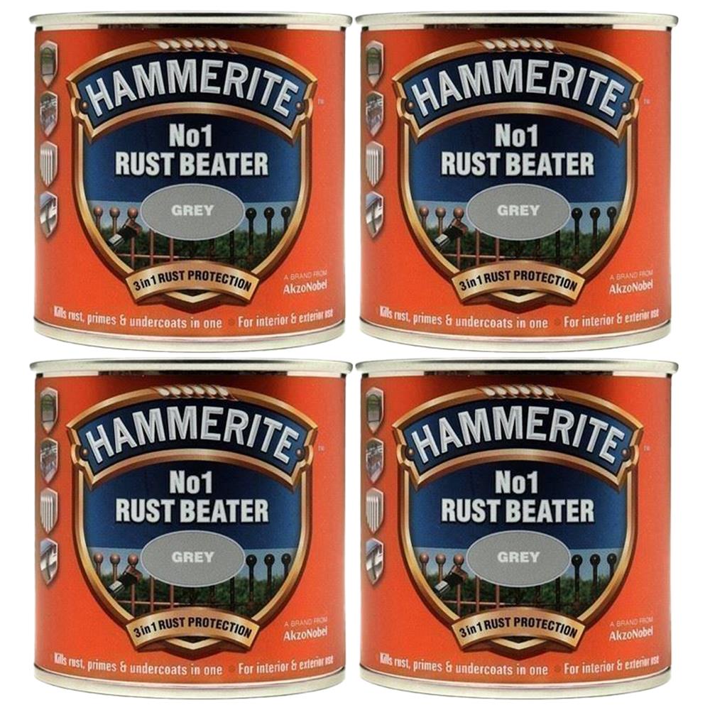 4X Hammerite No.1 Rustbeater Grey 250ml Rustbeater