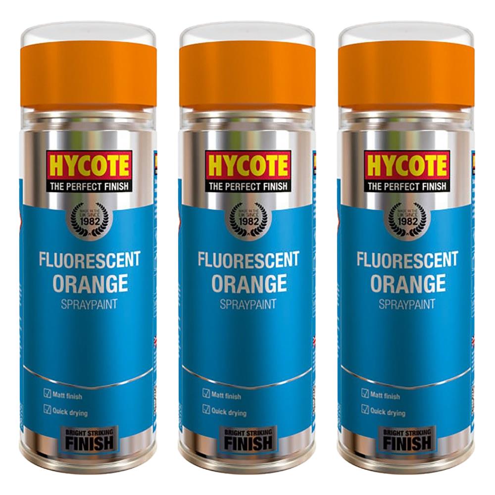 3X Hycote Fluorescent Orange Spray Paint 400ml Spray Paint