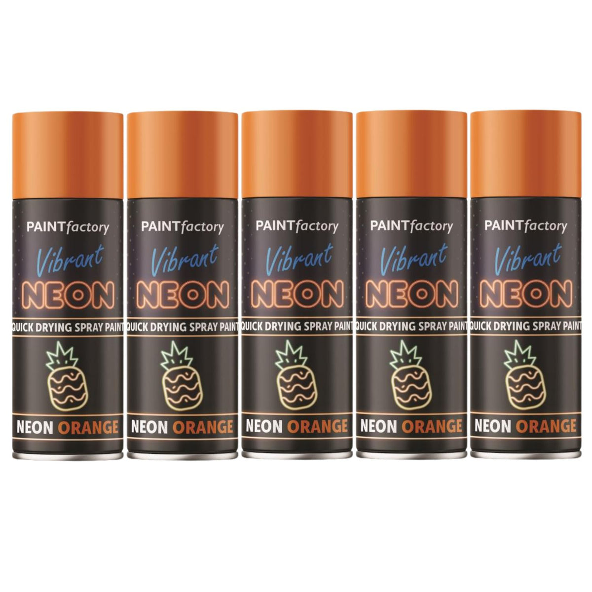 5X Paint Factory Fluorescent Neon Orange Spray Paint 200ml