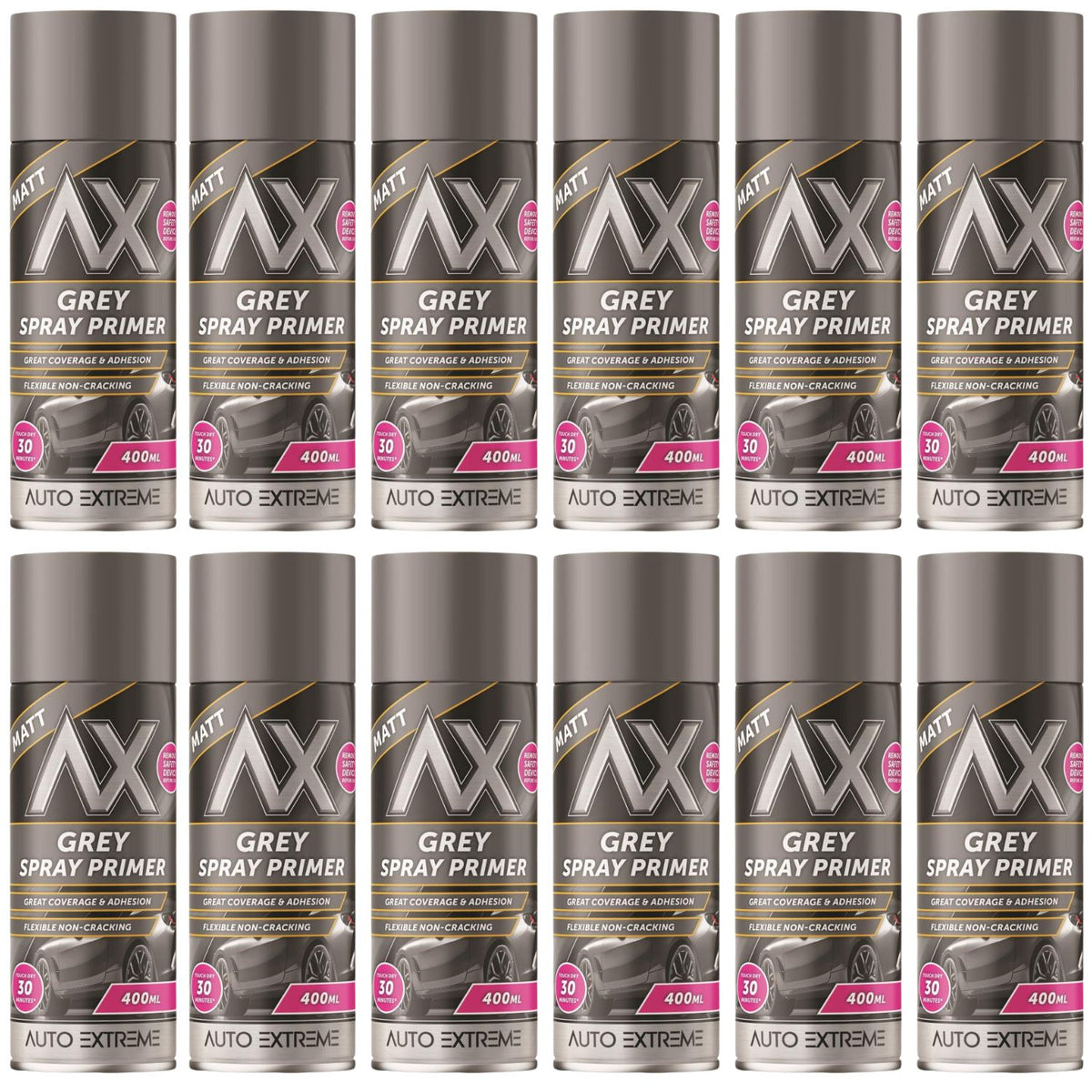 12X Auto Extreme Grey Primer Spray 400ml