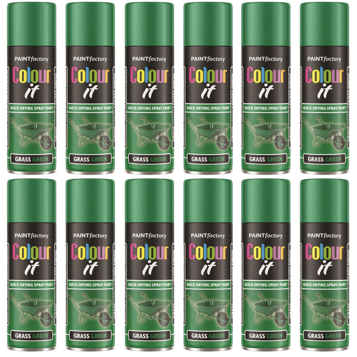 12X Grass Green Gloss Spray Paint 250ml