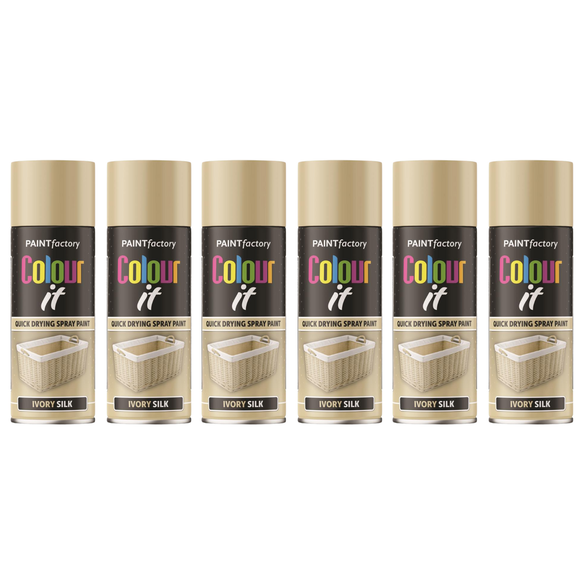6X Paint Factory Ivory Silk Gloss Spray Paint 400ml