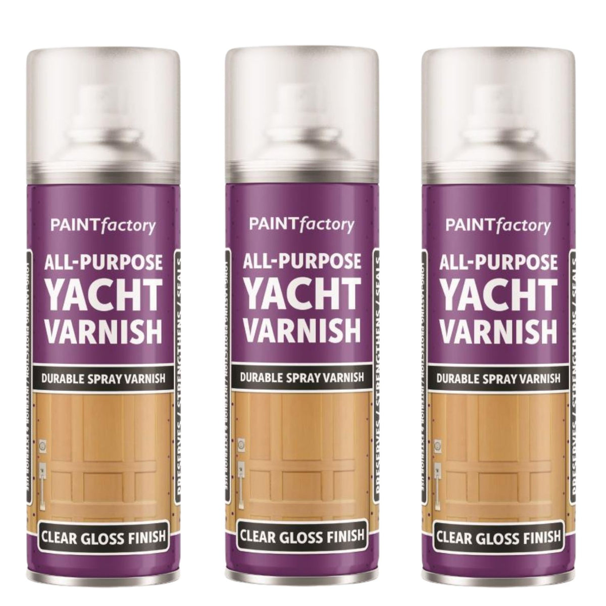 3X Clear Yacht Varnish Spray 250ml