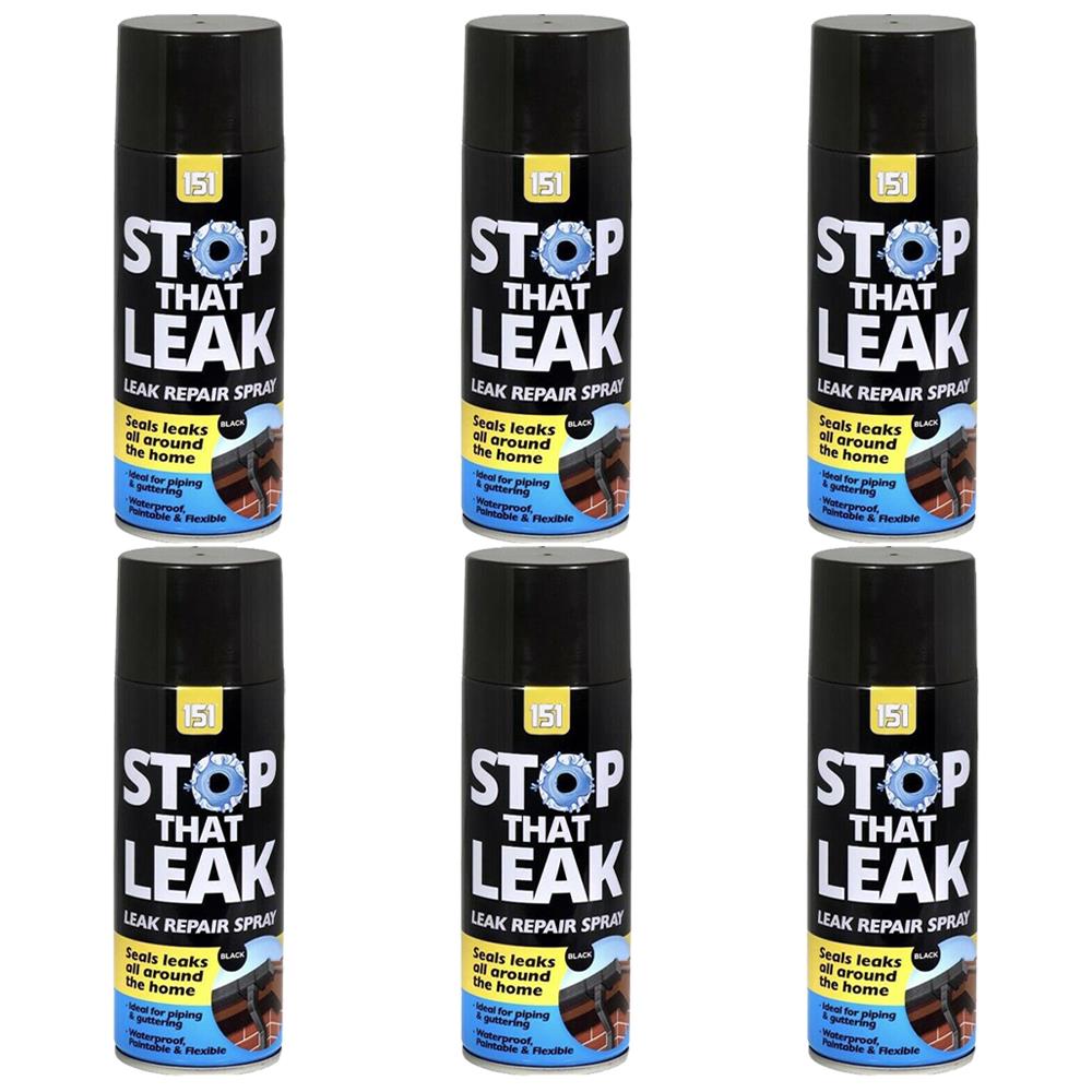 6X 151 Stop That Leak Black Spray 400ml Sealant