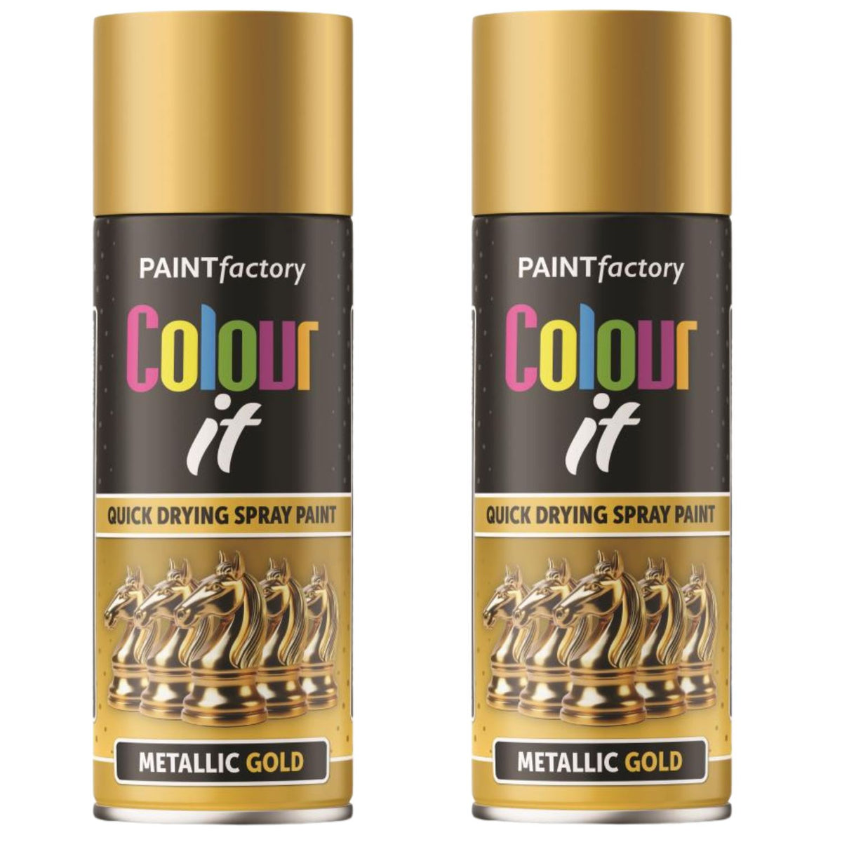 2X Paint Factory Gold Metallic Spray Paint 400ml