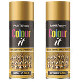 2X Paint Factory Gold Metallic Spray Paint 400ml