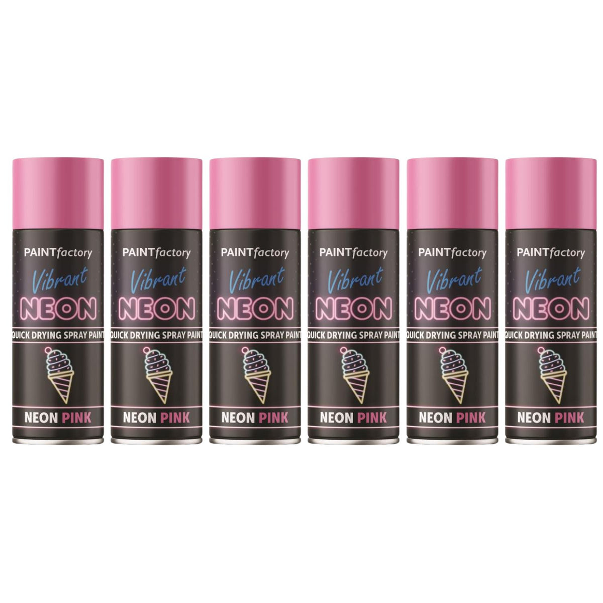 6X Paint Factory Fluorescent Neon Pink Spray Paint 200ml